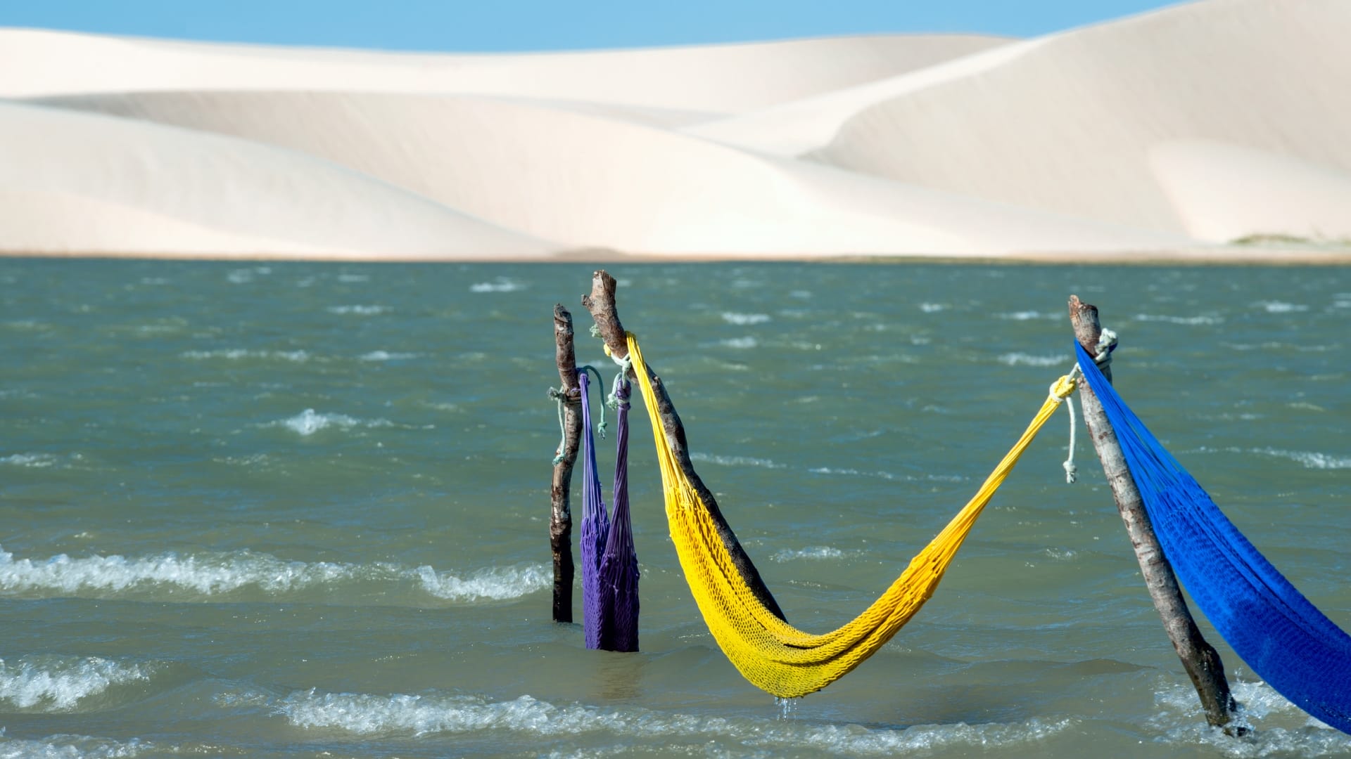 Hammocks in Tatajuba Lake, Jericoacoara, Brazil